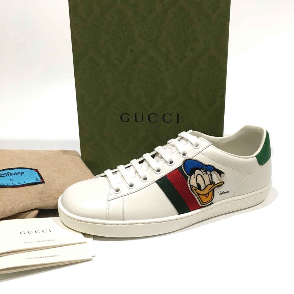 Gucci Disney Ace Donald Duck Web Women’s Sneakers -White Leather -US 8 -NEW